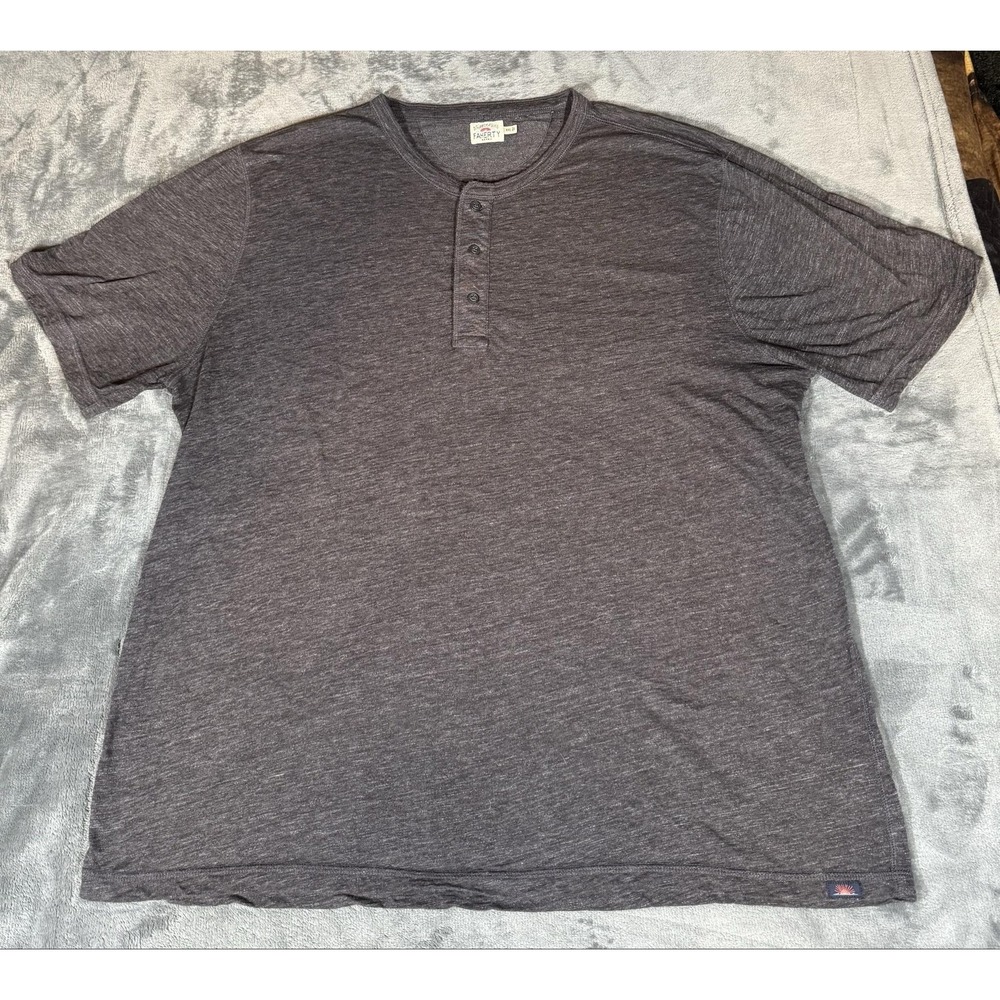 Faherty Shirt Mens 2XL Gray Short Sleeve Henley Lightweight Jersey Casual Tee
